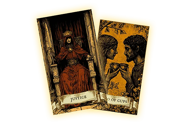 Today, the cards "Justice" and “Two of Cups” fell out for you