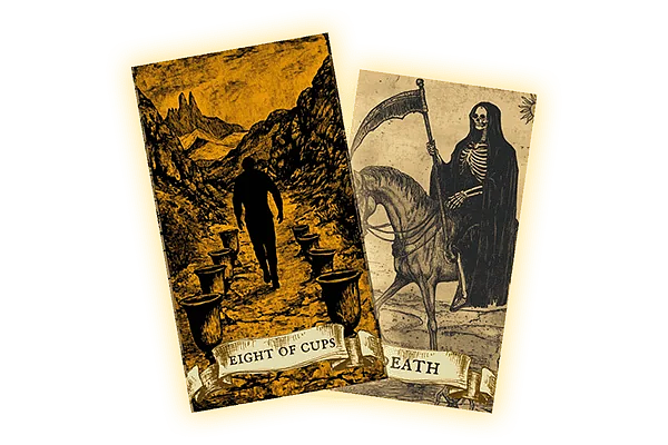 the cards "Eight of Cups" and "Death"