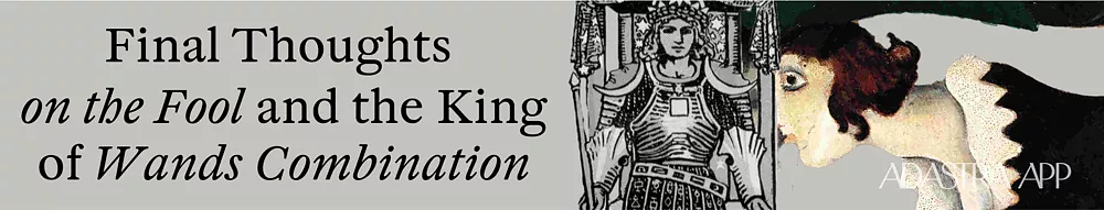 astrological comparison of king of wands and fool tarot cards